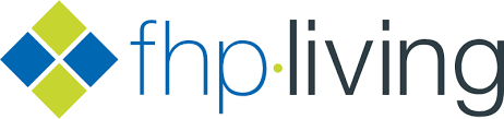 FHP Living logo featuring geometric shapes in green, blue, and yellow alongside the text 'fhp living' in a modern font.