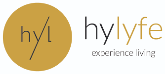 Hylyfe logo featuring a circular design with the brand name 'hylyfe' and the tagline 'experience living' in a modern font.